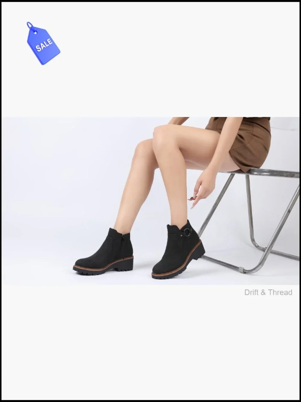 Women's Fashion Booties Chunky Heel Zipper Comfortable Ankle Boots